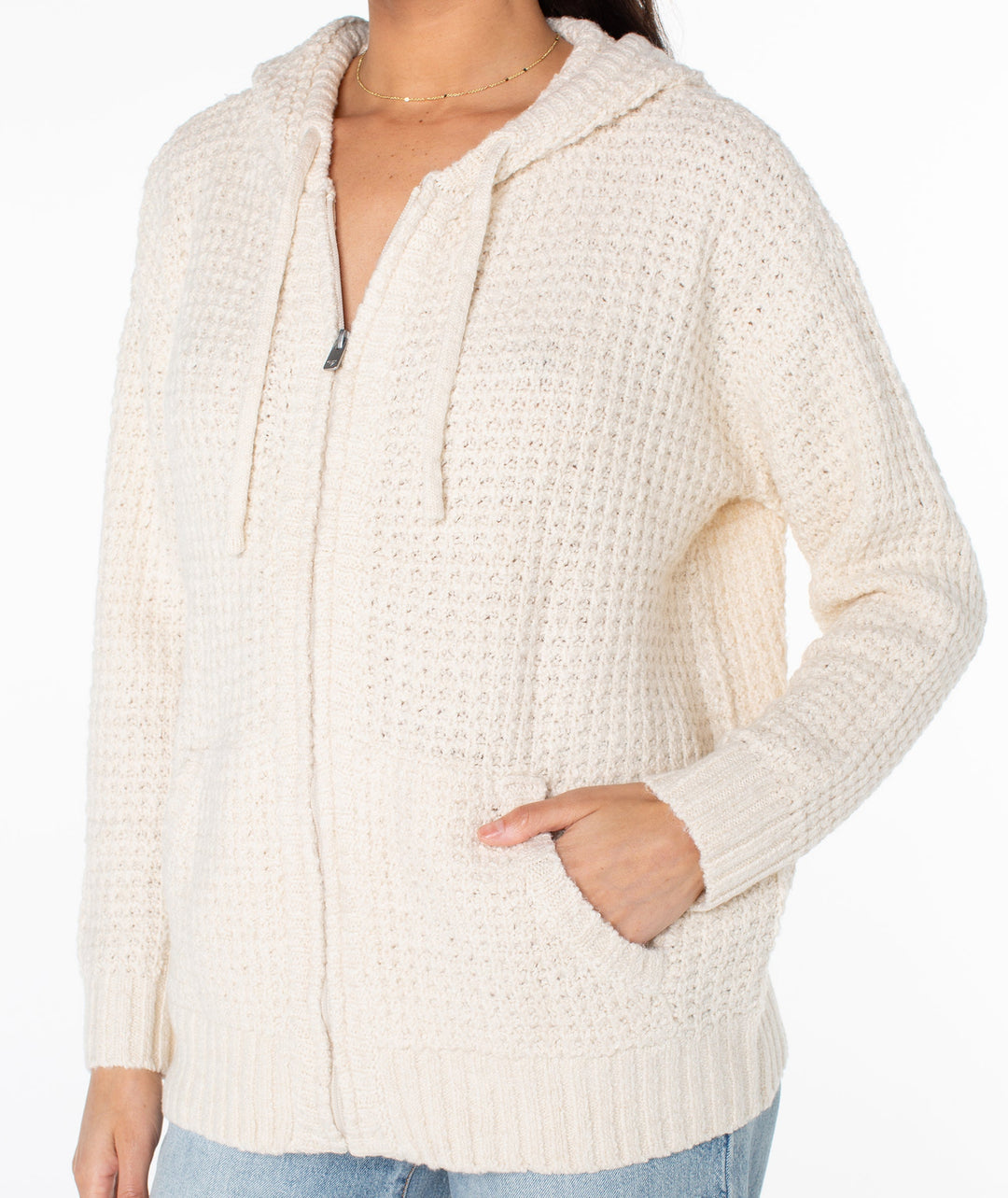 Roxy Glassy Mornings Zip-Up - Parchment Solid