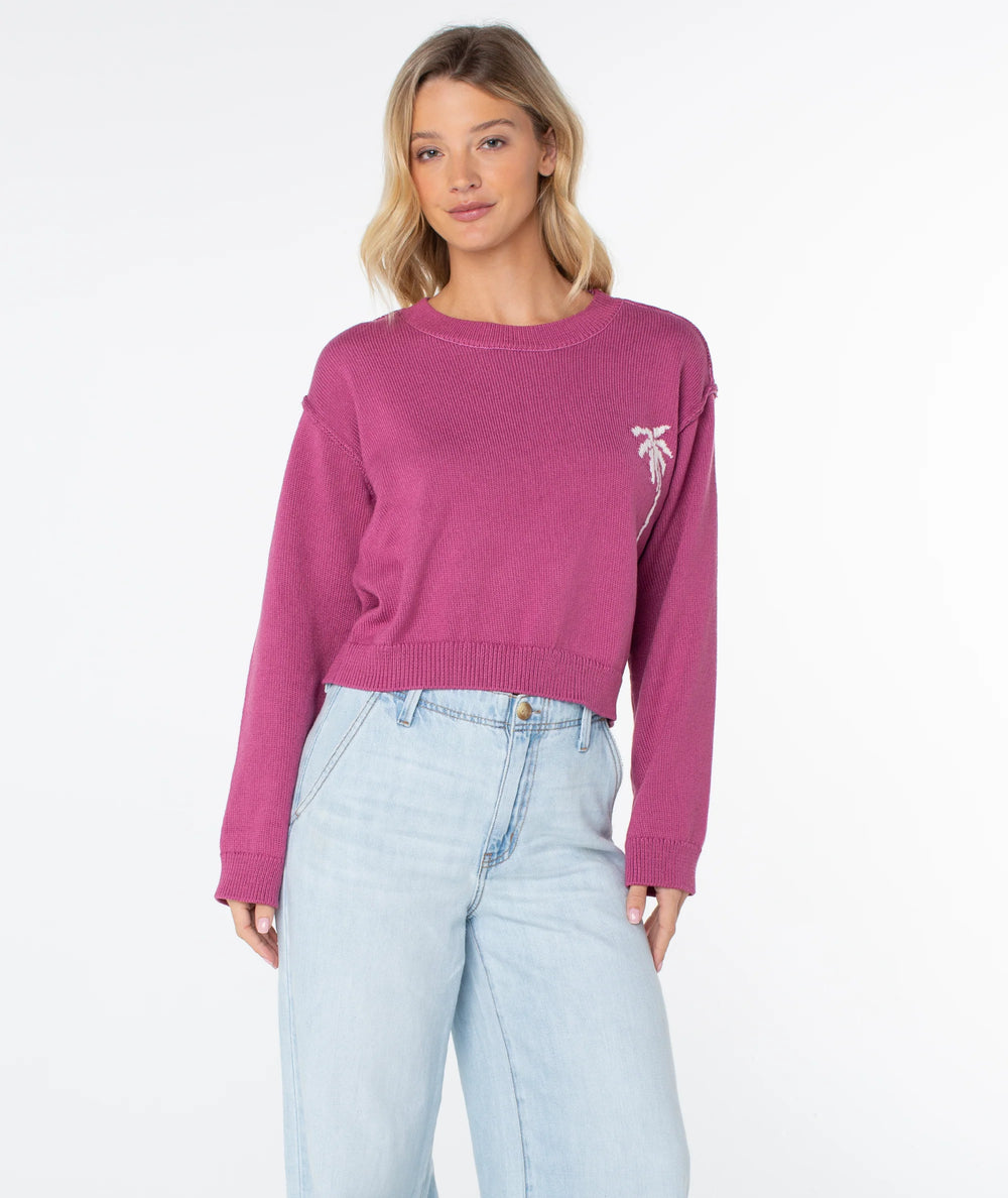 Roxy Women's Swell Season Sweater - Red Violet Palm Tree - Sun Diego Boardshop