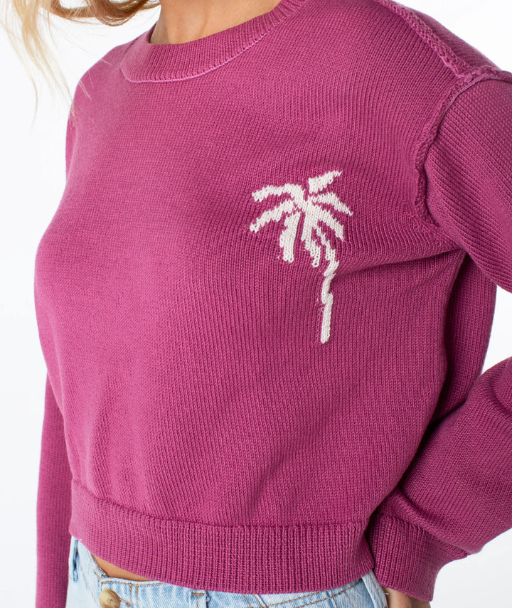 Roxy Women's Swell Season Sweater - Red Violet Palm Tree - Sun Diego Boardshop