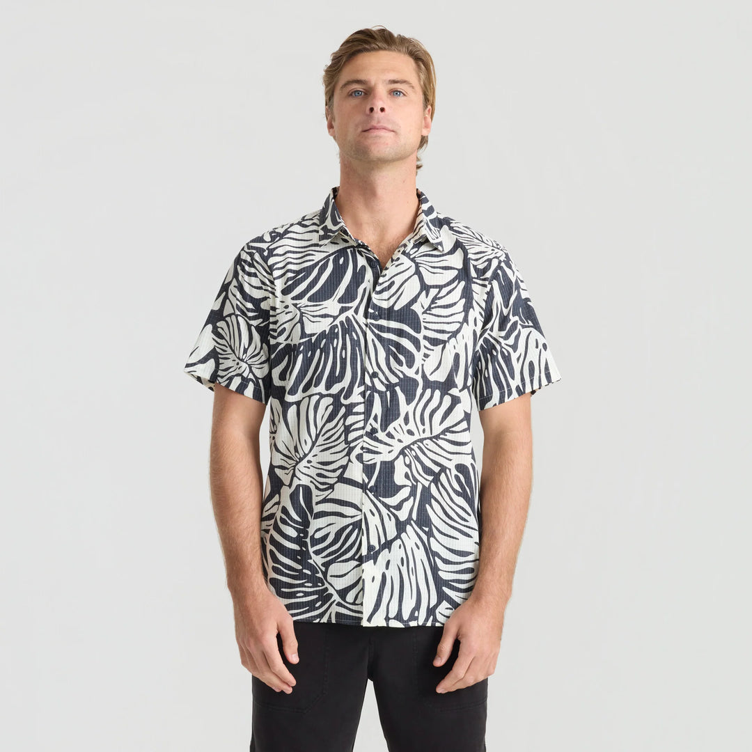 Roark Men's Bless Up Breathable Stretch Shirt - Black Monstera