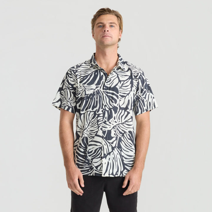Roark Men's Bless Up Breathable Stretch Shirt - Black Monstera