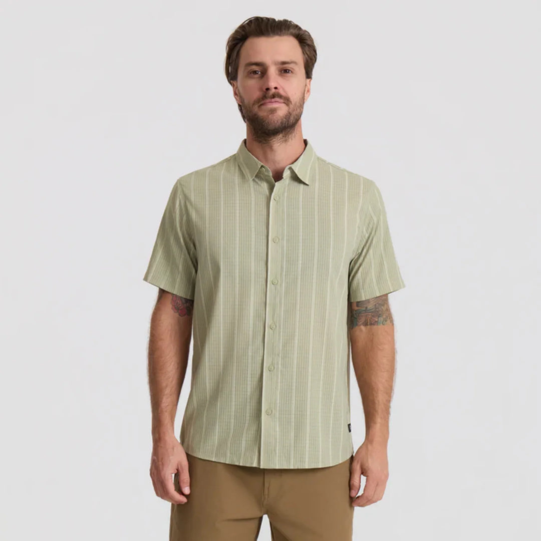 Roark Men's Bless Up Breathable Stretch Shirt - Sage Stripe