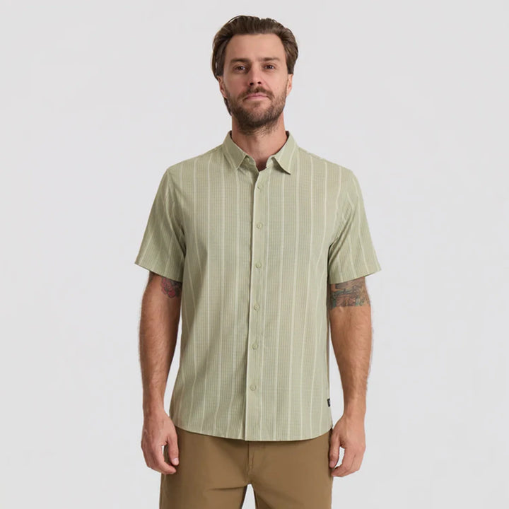 Roark Men's Bless Up Breathable Stretch Shirt - Sage Stripe