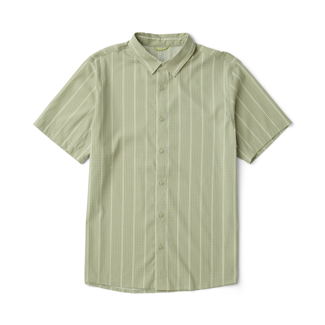 Roark Men's Bless Up Breathable Stretch Shirt - Sage Stripe