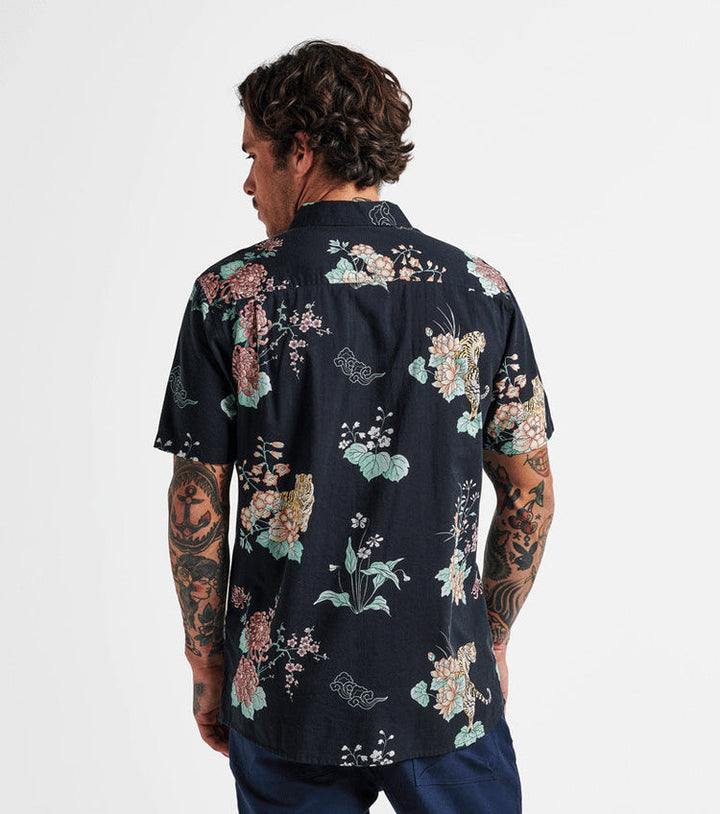 Roark Journey Short Sleeve Button Up Shirt - TIGER LOTUS BLACK - Sun Diego Boardshop