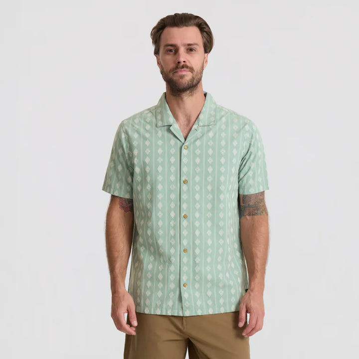 Roark Men's Gonzo Short Sleeve Button Up Shirt - Hazy Blue Jacquard