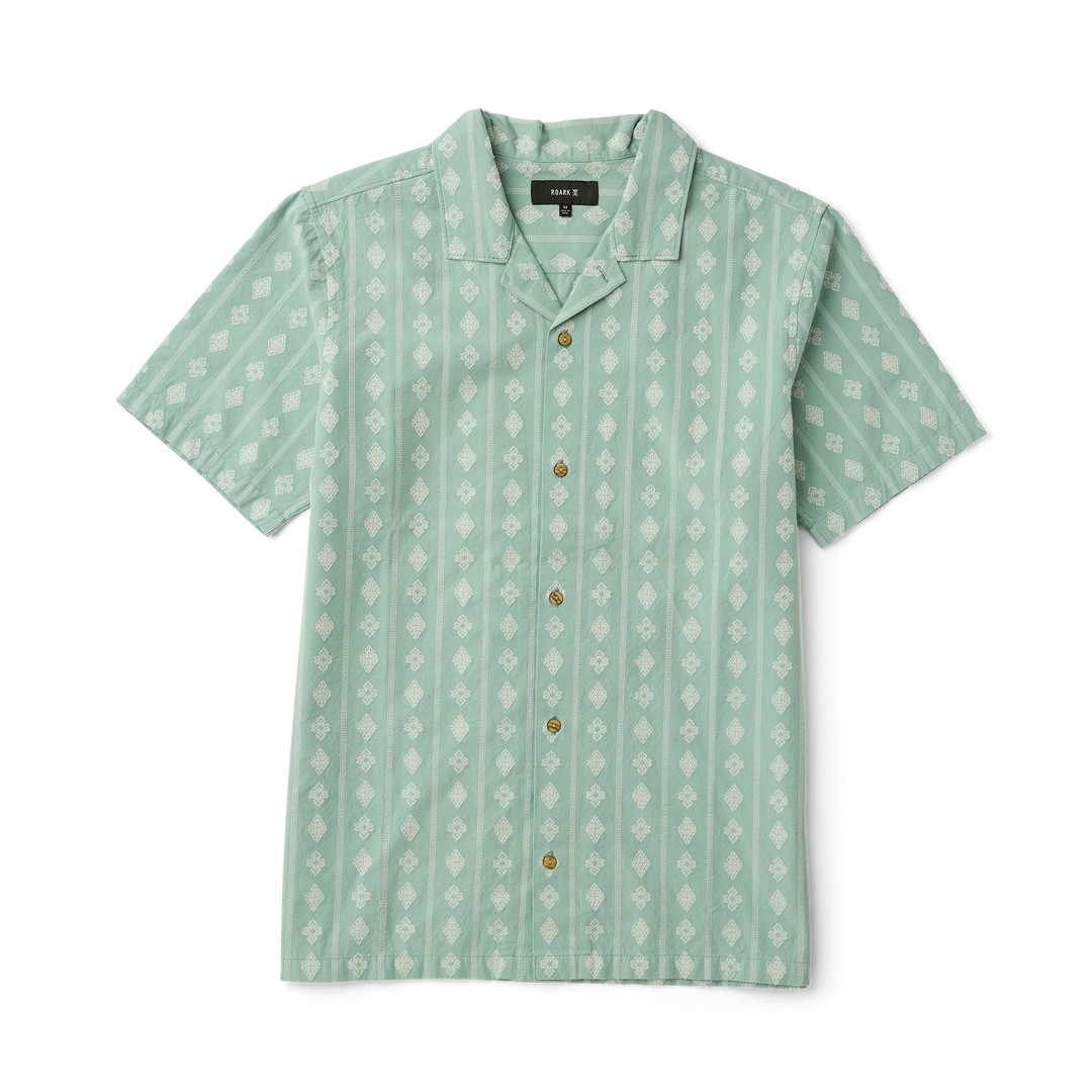 Roark Men's Gonzo Short Sleeve Button Up Shirt - Hazy Blue Jacquard