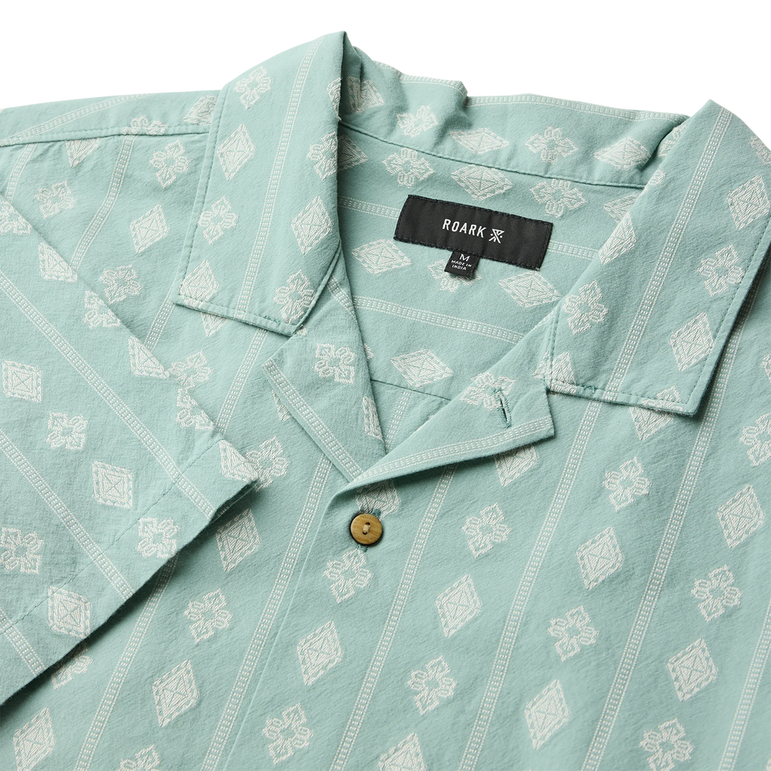 Roark Men's Gonzo Short Sleeve Button Up Shirt - Hazy Blue Jacquard