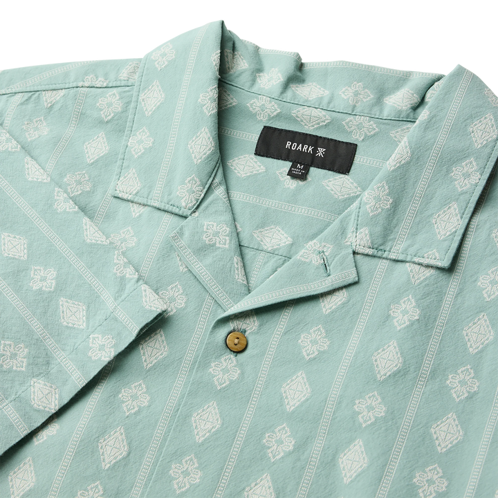 Roark Men's Gonzo Short Sleeve Button Up Shirt - Hazy Blue Jacquard