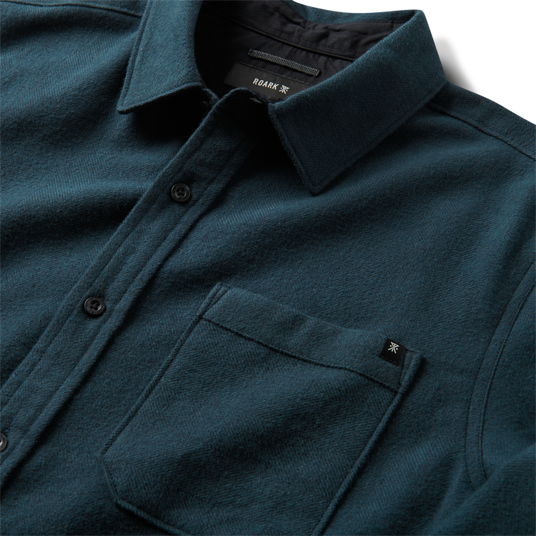 Roark Crossroads Organic Cotton Flannel - Deep Navy Herringbone