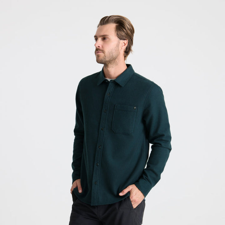 Roark Crossroads Organic Cotton Flannel - Deep Navy Herringbone