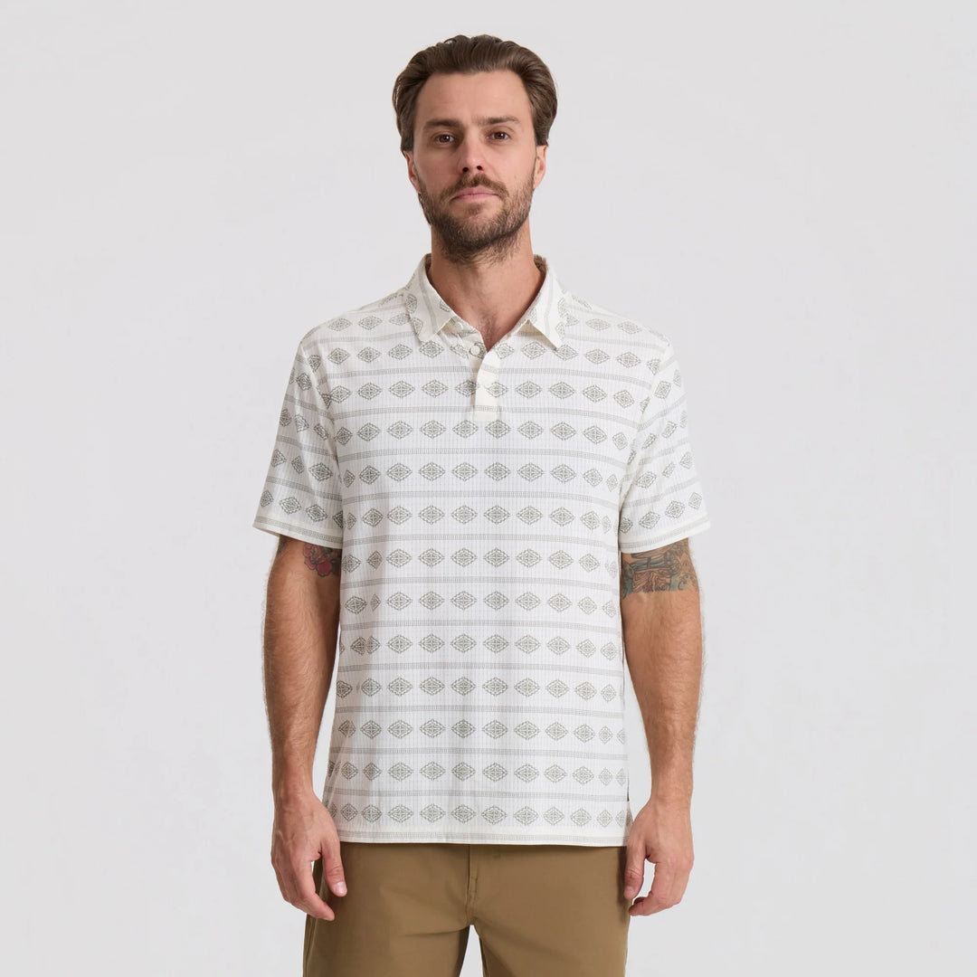 Roark Men's Bless Up Breathable Stretch Polo Shirt - Unbleached