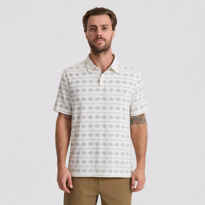 Roark Men's Bless Up Breathable Stretch Polo Shirt - Unbleached