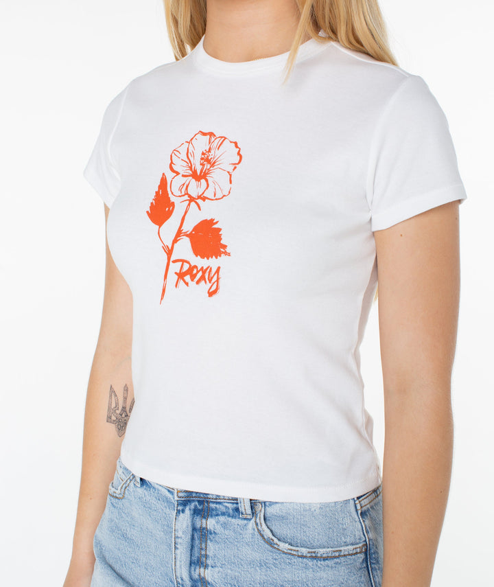 Roxy Women's Sunny Days 90's Baby Tee - Bright White Wbb0 - Sun Diego Boardshop