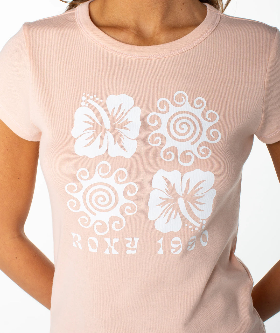 Roxy Hibiscus Swirl 90S Baby Tee - Tropical Peach - Sun Diego Boardshop