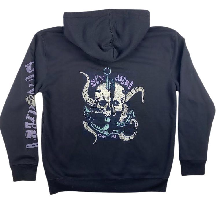 SunDiego Distressed Tentacles Zip Hoodie - Navy - Sun Diego Boardshop