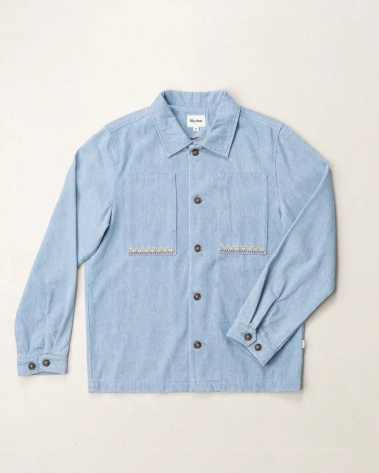 Rhythm Arguam Long Sleeve Overshirt - Stone Blue - Sun Diego Boardshop