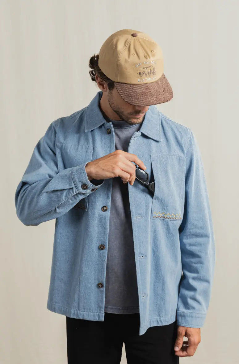 Rhythm Arguam Long Sleeve Overshirt - Stone Blue - Sun Diego Boardshop