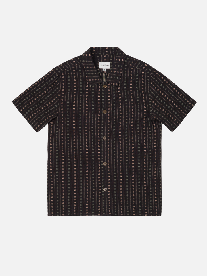 Rhythm Dakota Stripe Short Sleeve Shirt - Chocolate