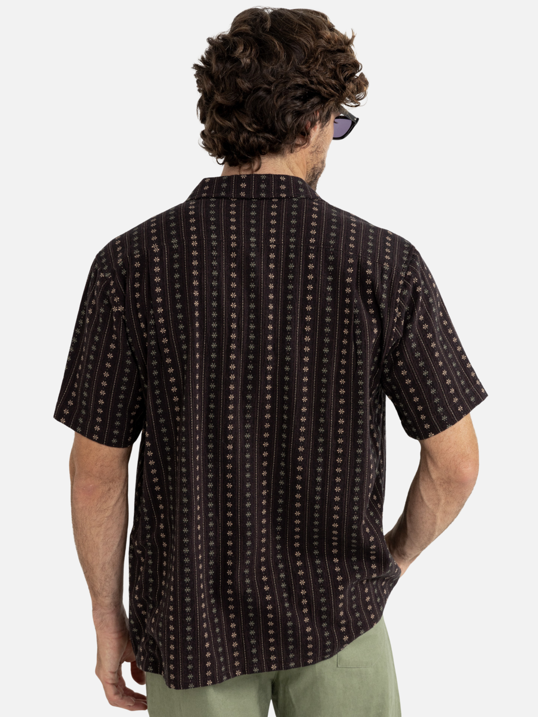 Rhythm Dakota Stripe Short Sleeve Shirt - Chocolate