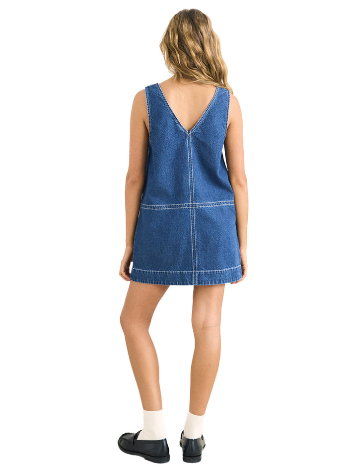 Rhythm Cece Contrast Stitch Mini Dress - Dark Denim