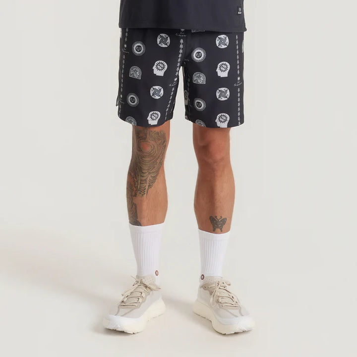 Roark Men's Serrano 7" Active Stretch Shorts - Black Print - Sun Diego Boardshop