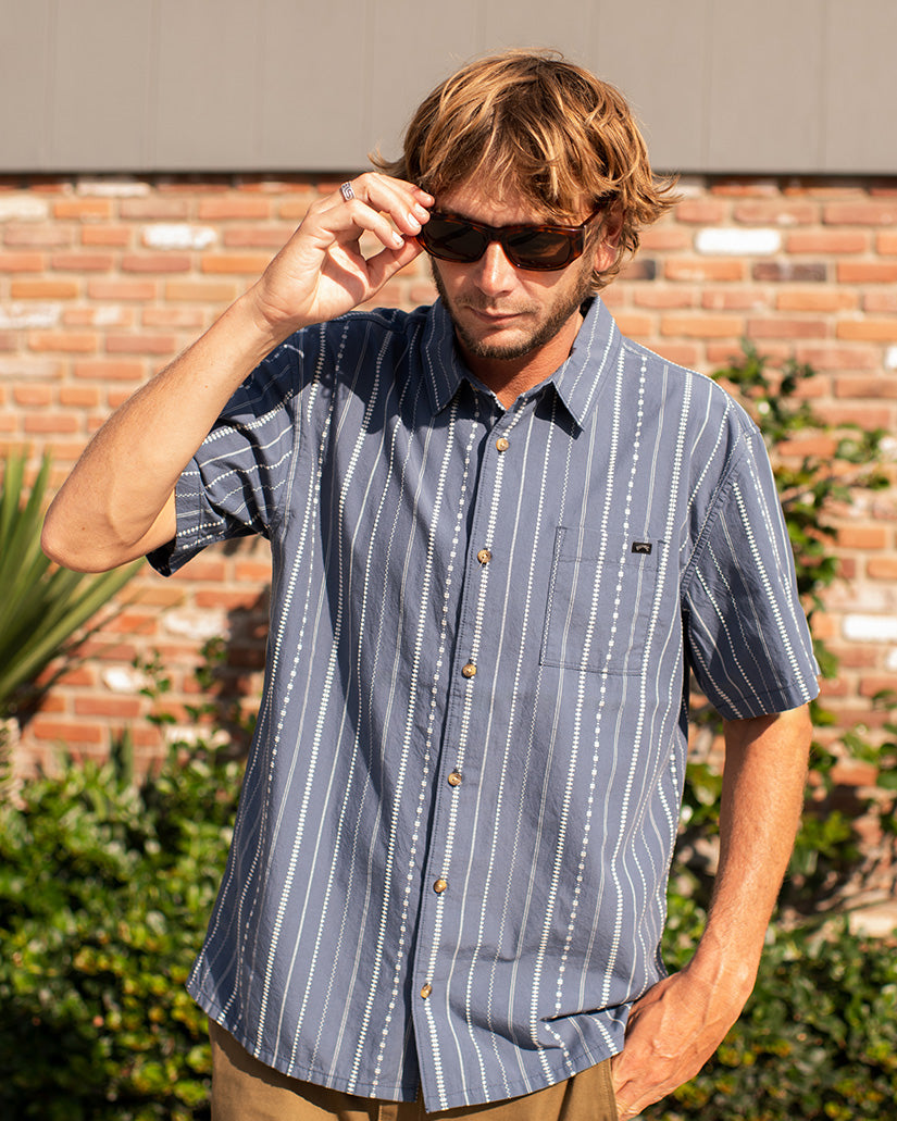 Billabong Sundays Jacquard Short Sleeve Shirt - SMOKE BLUE - Sun Diego Boardshop