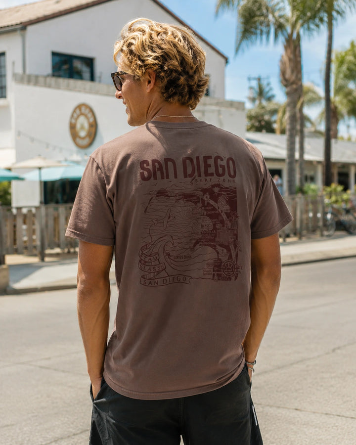 SunDiego Men's San Diego Surf Map Tee - Pigment Clay