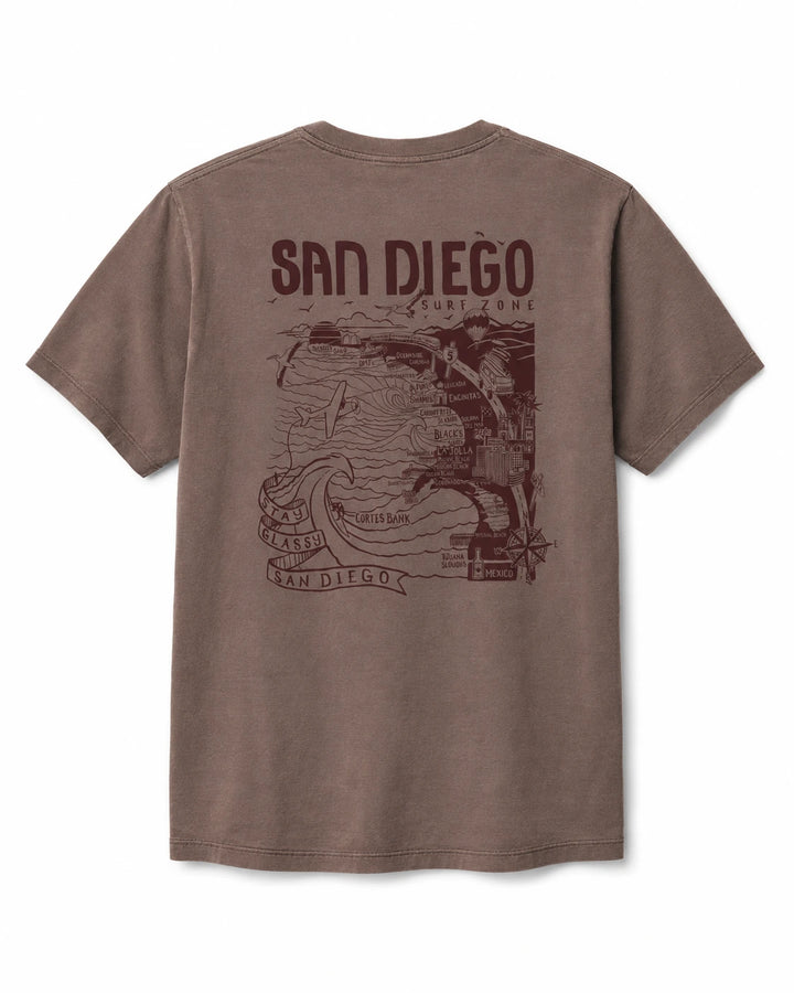 SunDiego Men's San Diego Surf Map Tee - Pigment Clay