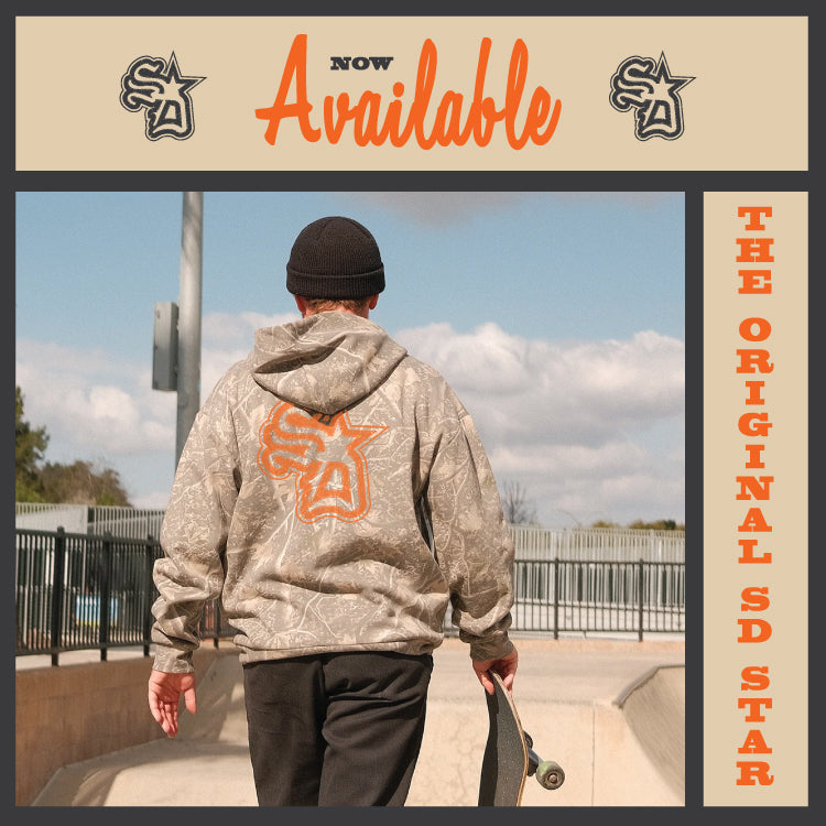 Sun Diego SD Star Sweatshirt Now For Sale Featuring skateboarder