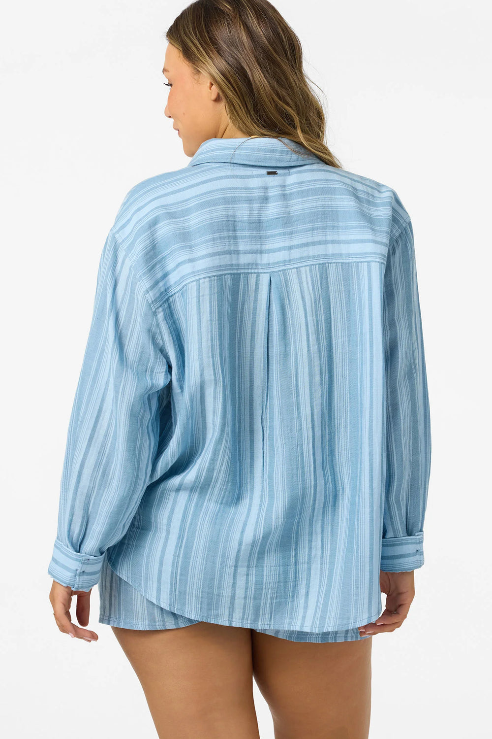 O`Neill Leni Waves Stripe Relaxed Long Sleeve Top - Chambray Blue - Sun Diego Boardshop