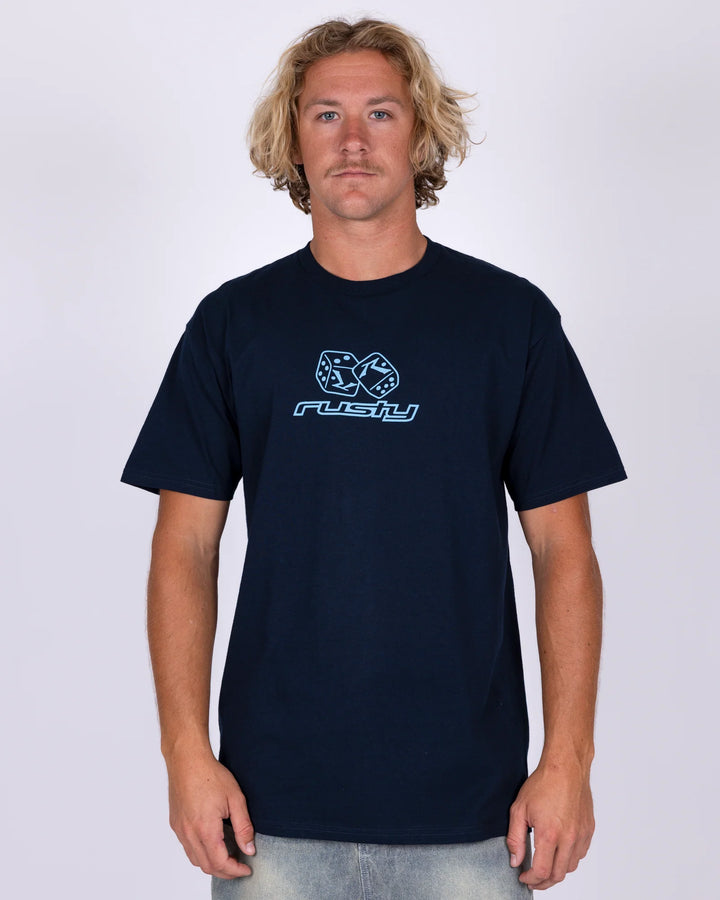 Rusty Double Or Northin Short Sleeve Tee - Navy Blue - Sun Diego Boardshop