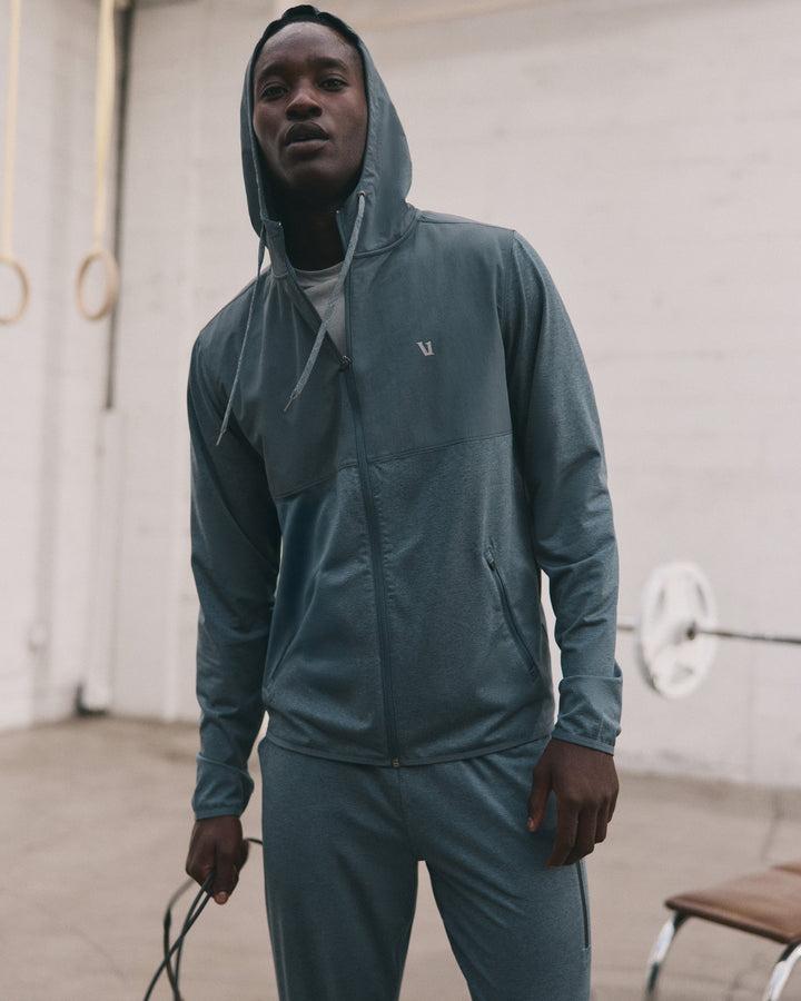 Vuori Men's Sunday Element Zip Hoodie - Blue Sea Heather - Sun Diego Boardshop