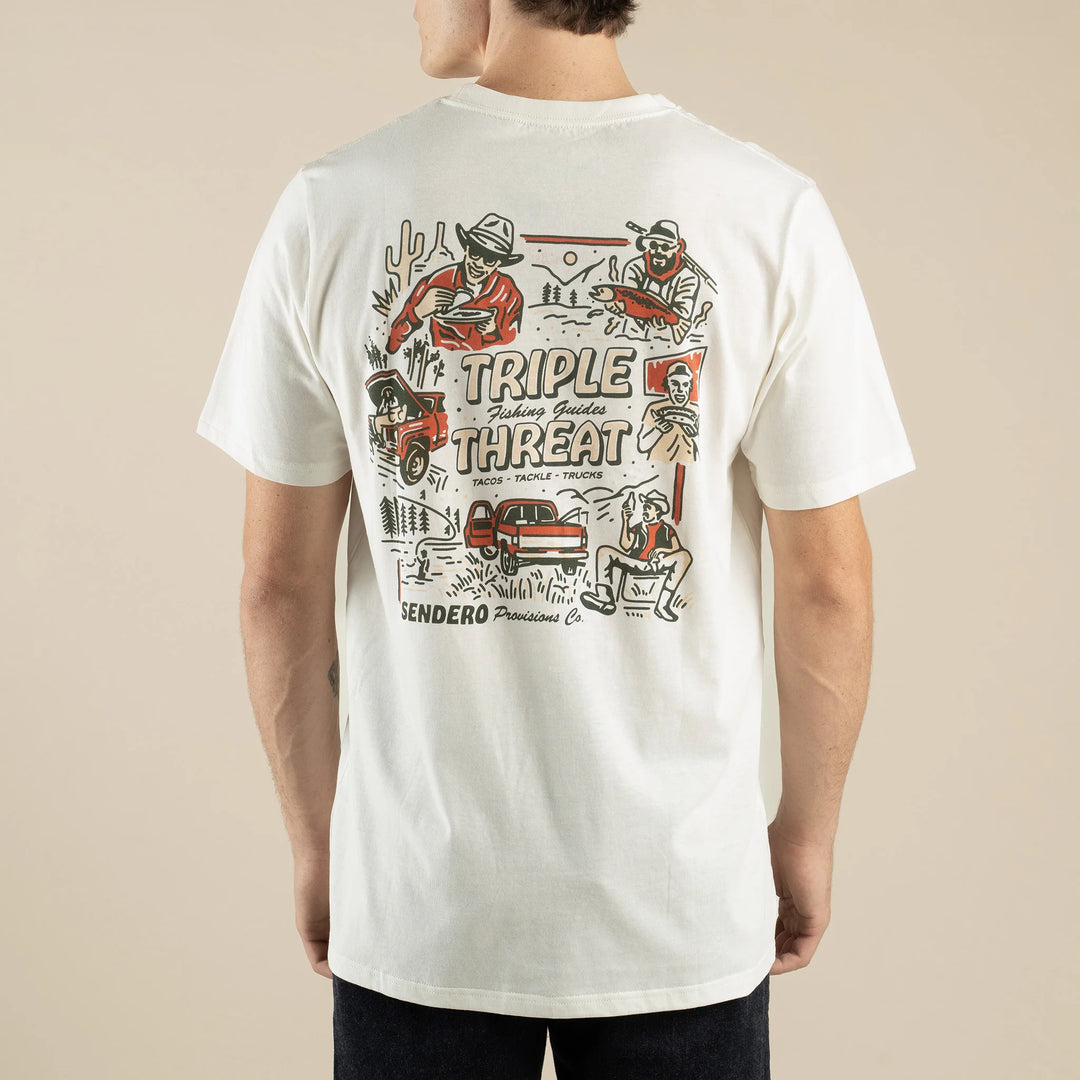 Sendero Men's Triple Threat T-Shirt - Vintage White - Sun Diego Boardshop