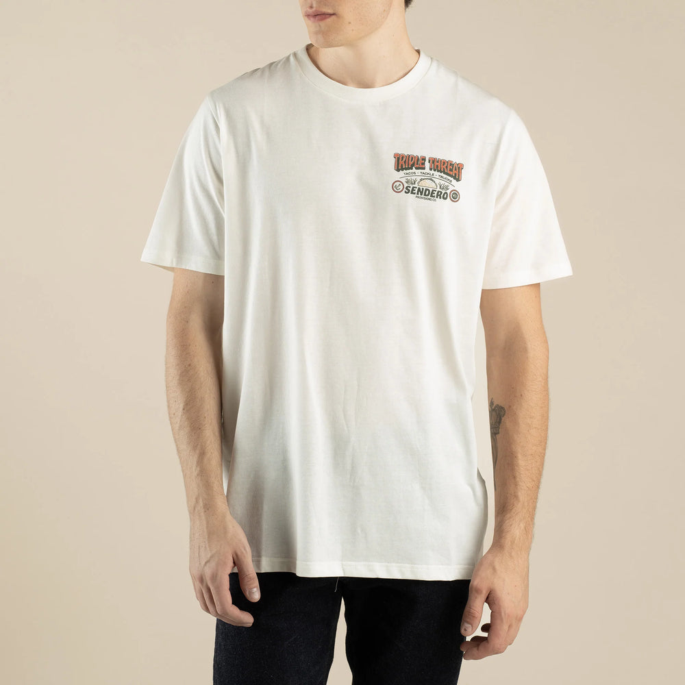 Sendero Men's Triple Threat T-Shirt - Vintage White - Sun Diego Boardshop