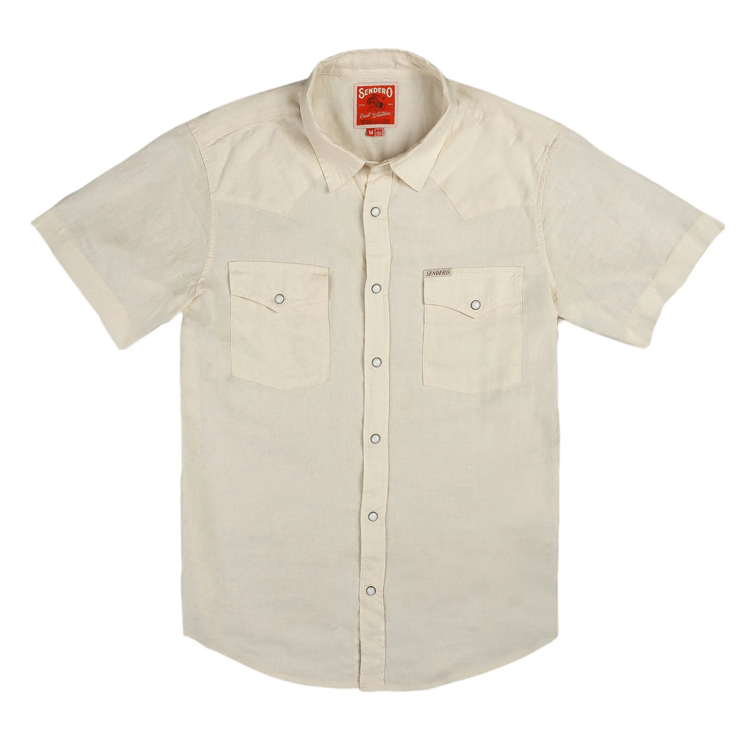 Sendero Men's The Wyatt Pearl Snap Short Sleeve Shirt - Antique White