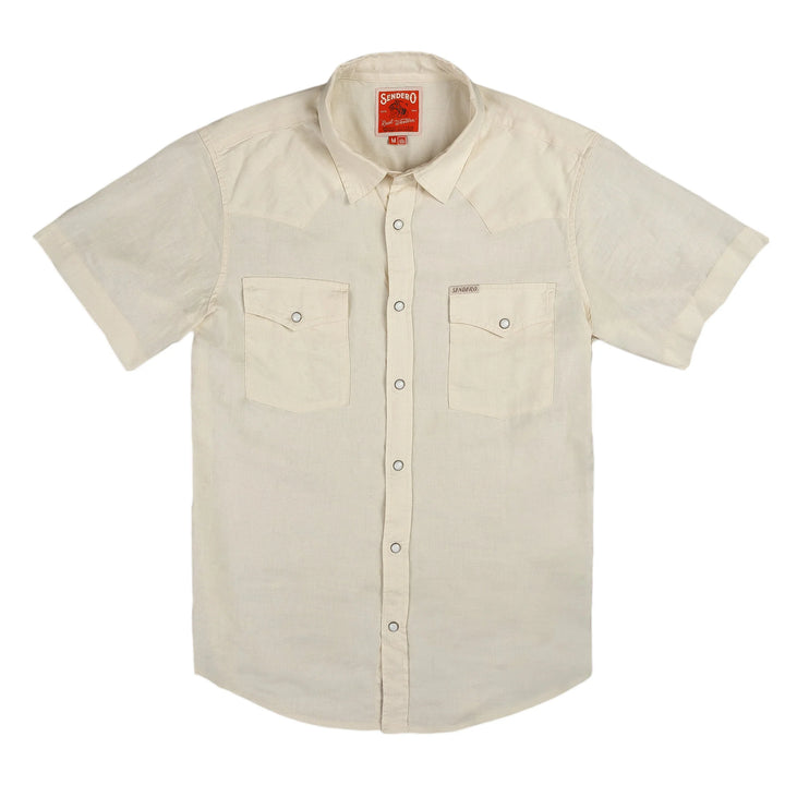 Sendero Men's The Wyatt Pearl Snap Short Sleeve Shirt - Antique White
