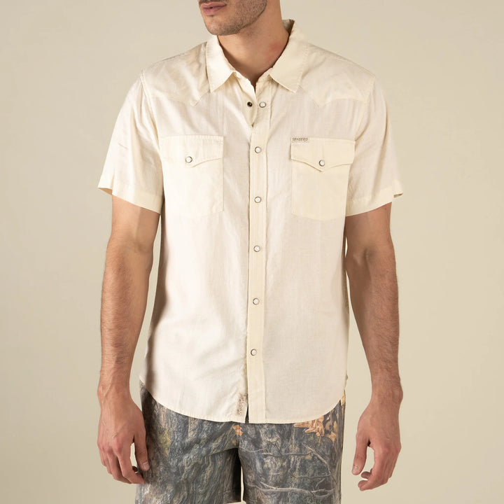 Sendero Men's The Wyatt Pearl Snap Short Sleeve Shirt - Antique White
