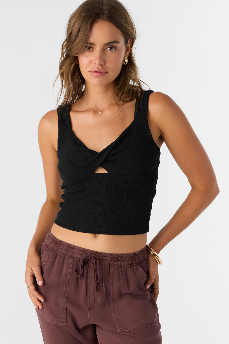 Oneill JAYDE TWIST KNIT TANK TOP - BLACK - Sun Diego Boardshop