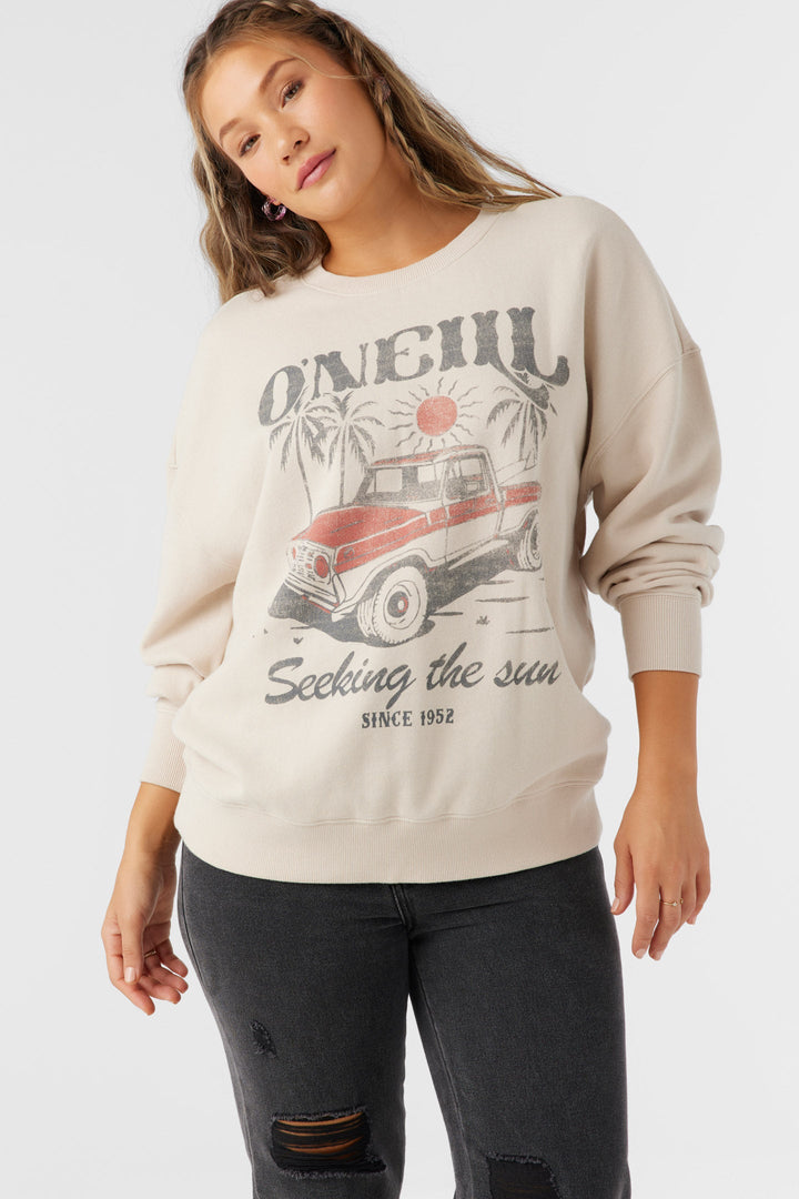 Oneill CHOICE CREWNECK OVERSIZED-FIT FLEECE PULLOVER - CEMENT - Sun Diego Boardshop