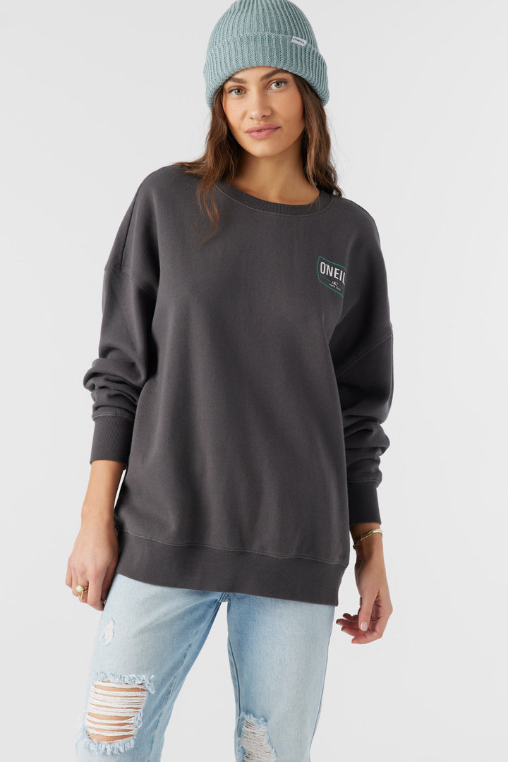 Oneill CHOICE CREWNECK OVERSIZED-FIT FLEECE PULLOVER - WASHED BLACK - Sun Diego Boardshop