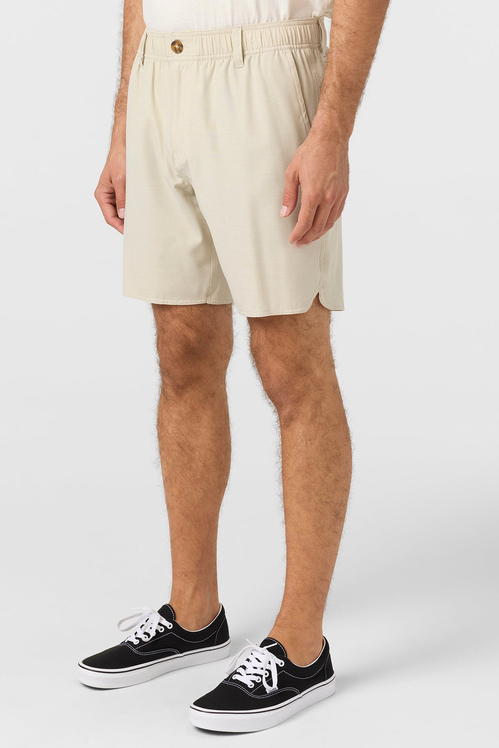O`Neill Reserve Light Check Scallop Elastic Waist 18" Hybrid Shorts - Light Khaki 2 - Sun Diego Boardshop