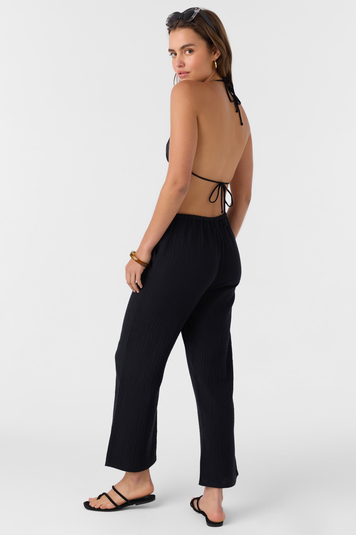 O'Neill BRENDA CRINKLE DOUBLE GAUZE BEACH PANTS - BLACK