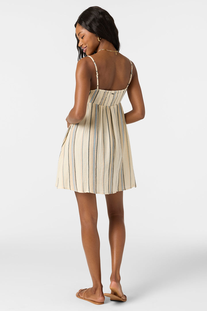 O'Neill NATALYA STRIPE SHORT DRESS - TAPIOCA - Sun Diego Boardshop