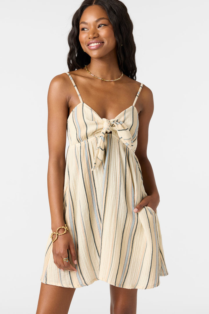 O'Neill NATALYA STRIPE SHORT DRESS - TAPIOCA - Sun Diego Boardshop