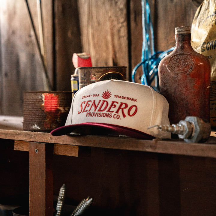 Sendero Structured Logo Hat - CREAM/MAROON - Sun Diego Boardshop