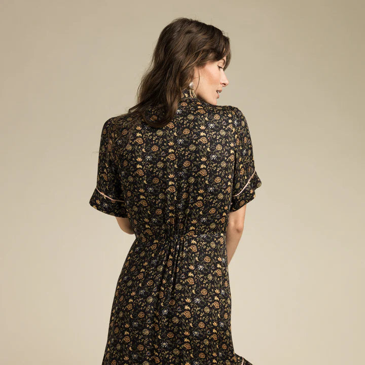 Sendero LA DAHLIA DRESS - BLACK FLORAL - Sun Diego Boardshop