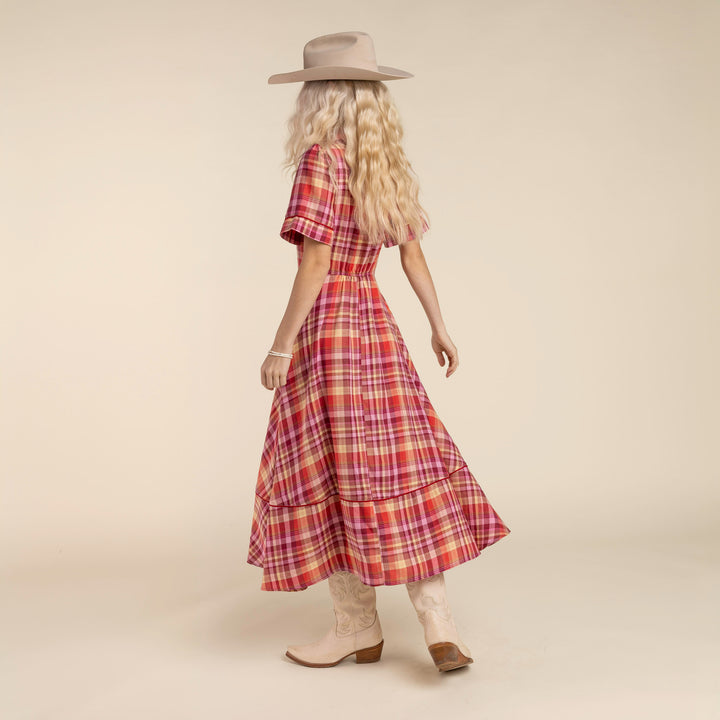 Sendero La Dahlia Dress - ROSE PLAID - Sun Diego Boardshop