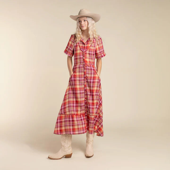 Sendero La Dahlia Dress - ROSE PLAID - Sun Diego Boardshop