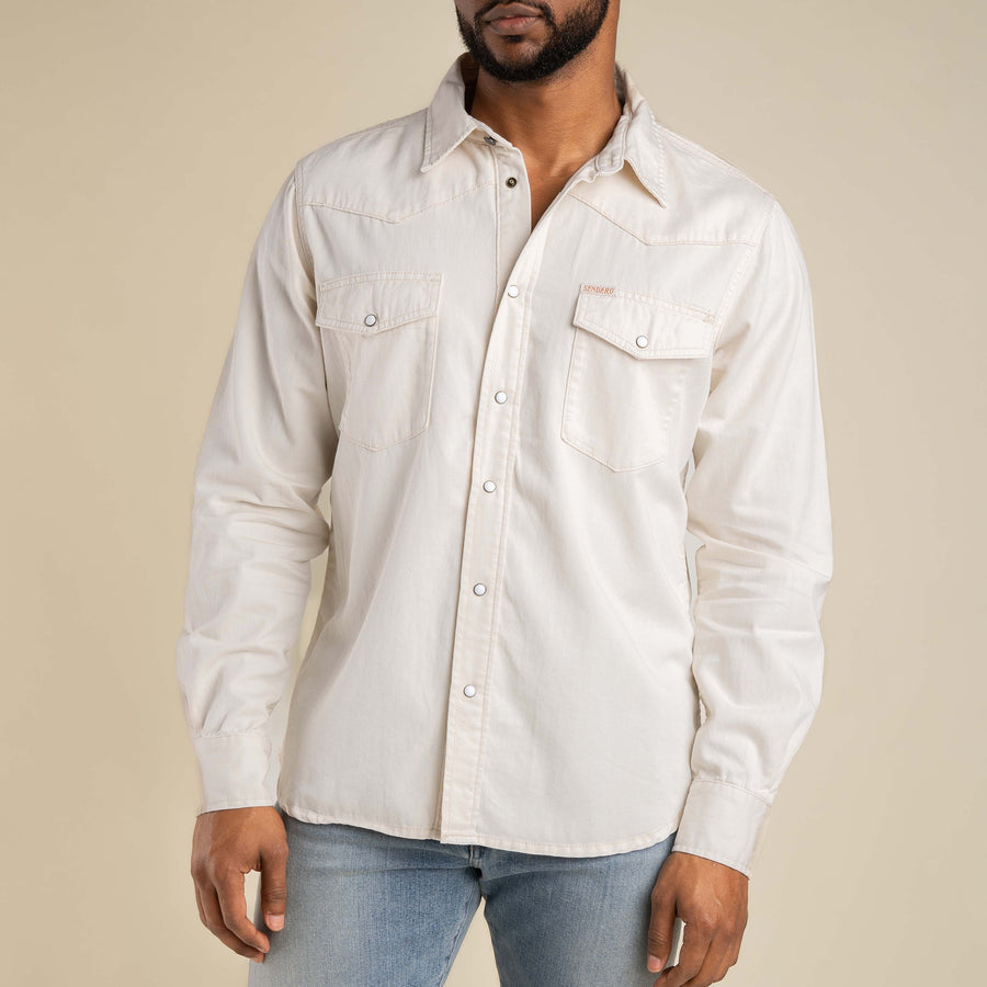 Sendero The Wyatt Pearl Snap Long Sleeve Denim Shirt - Ecru - Sun Diego Boardshop
